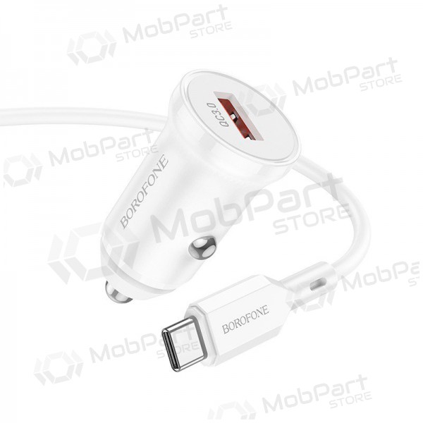 Ladegerät automobilinis Borofone BZ18 Quick Charge 3.0 18W + Type-C (Weiß)