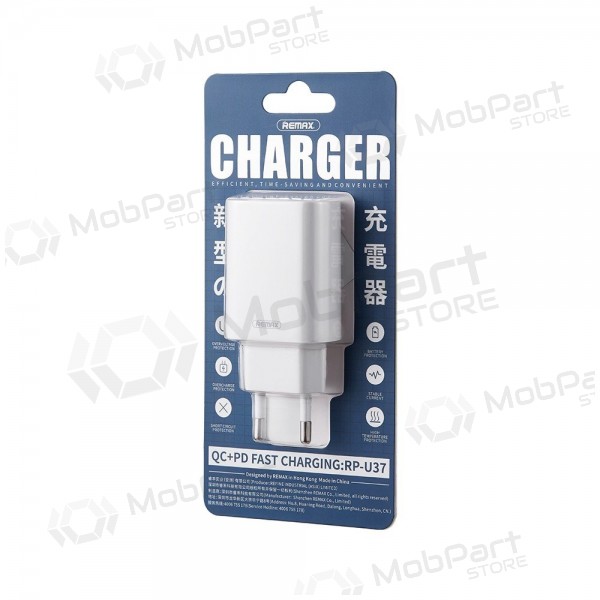 Telefonladegerät Remax RP-U37 20 W USB-C + USB-A weiß
