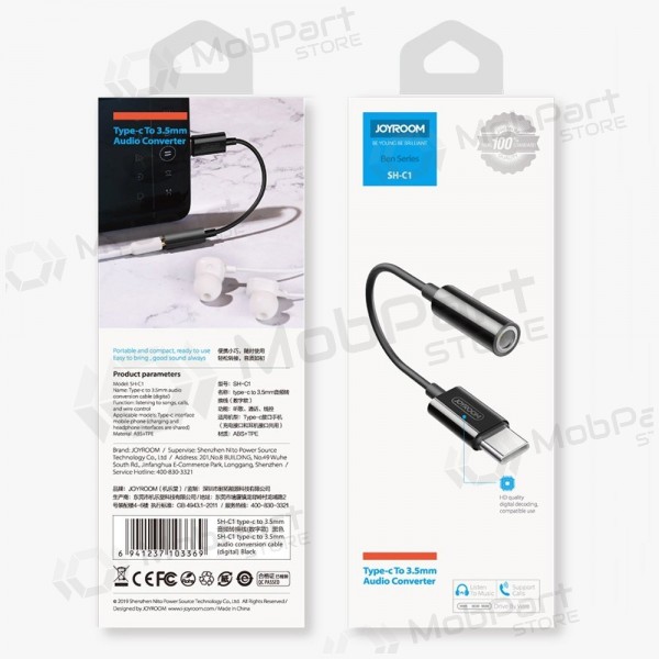 Audioadapter Joyroom SH-C1 USB-C auf 3.5 mm weiß.