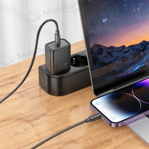 Ladegerät Hoco N60 20W GaN USB-C + USB-C to Lightning cable 1.0m Weiß