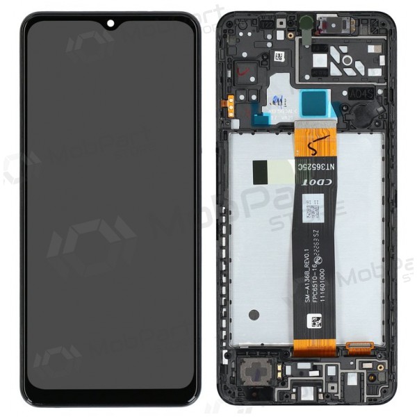 Ekranas Samsung A047 A04S 2022 su lietimui jautriu stikliuku Black und rėmeliu original