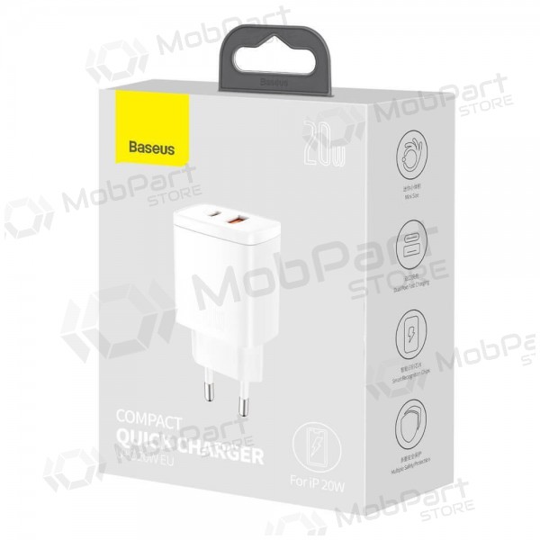 Ladegerät Baseus USB + Type-C 20W CCXJ-B02 (Weiß)