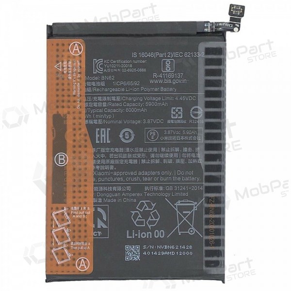 Xiaomi Redmi 9T / Redmi Note 9 4G / Poco M3 Batterie, akumuliatorius (BN62) (original) Xiaomi Redmi 9T / Redmi Note 9 4G / Poco M3 Batterie, akumuliatorius (BN62) (original)