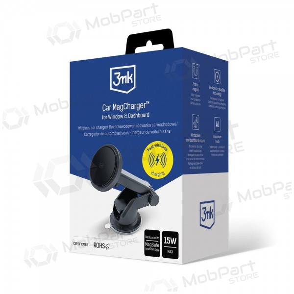 Autohandyhalterung mit kabelloser Ladefunktion 3MK Car MagCharger 15 W am Armaturenbrett.