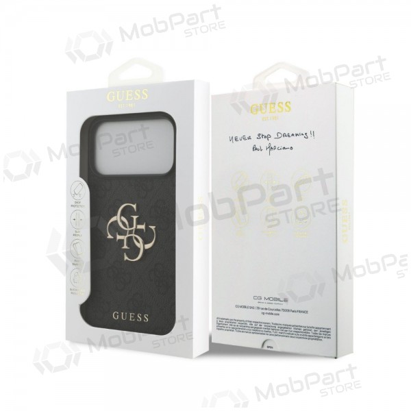 Apple iPhone 18 Pro Hülle - Guess PU 4G Metal Logo (grau)