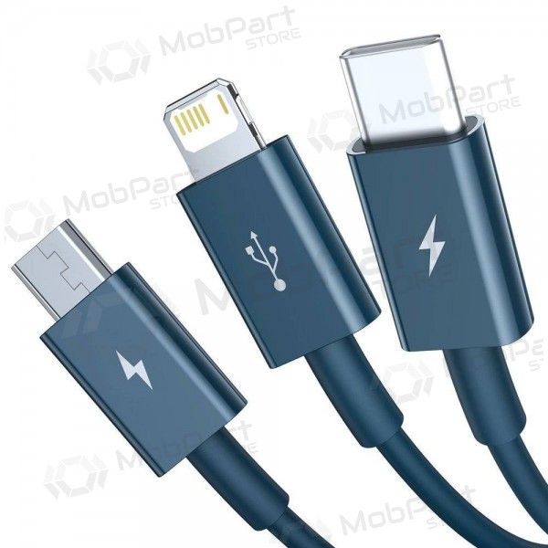 USB-Kabel Baseus Superior USB - microUSB+Lightning+Type-C 100W 1.5m (blau) CAMLTYS-03