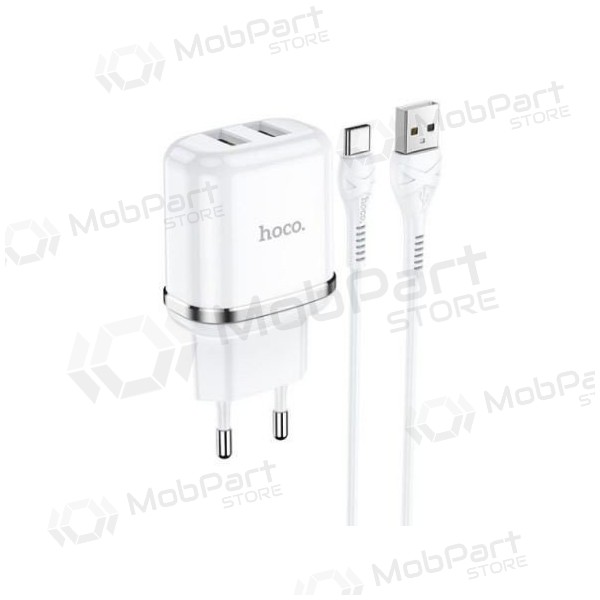 Ladegerät HOCO N4 Aspiring Dual USB + type-C Kabel (5V 2.4A) (Weiß)