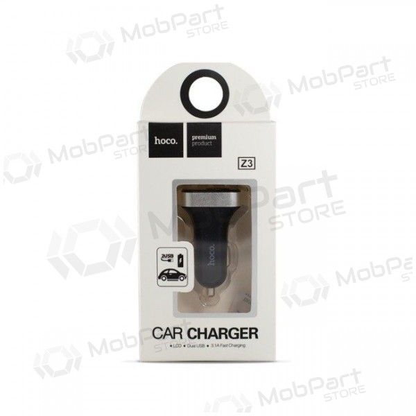 Auto-Ladegerät HOCO Z3 Dual Usb (Display, 3.1A) (Schwarz)