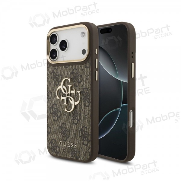 Apple iPhone 18 Pro Max hülle - Guess PU Leather 4G Metal Logo Gold Frame (braun)