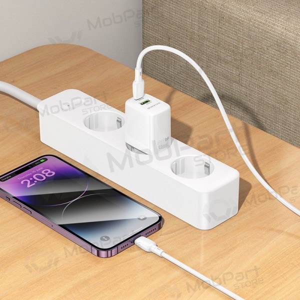 Telefonladegerät Borofone BN27 20 W USB-C + USB-A mit Lightning-Kabel 1 m weiß