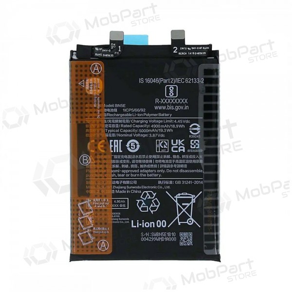 Xiaomi Redmi Note 11 Pro 5G, Note 12 Pro 4G, Poco X4 Pro 5G Batterie, akumuliatorius (BN5E) (original) Xiaomi Redmi Note 11 Pro 5G, Note 12 Pro 4G, Poco X4 Pro 5G Batterie, akumuliatorius (BN5E) (original)