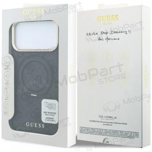 Apple iPhone 18 Pro Max hülle - Guess PU 4G Ring Stand MagSafe (schwarz)