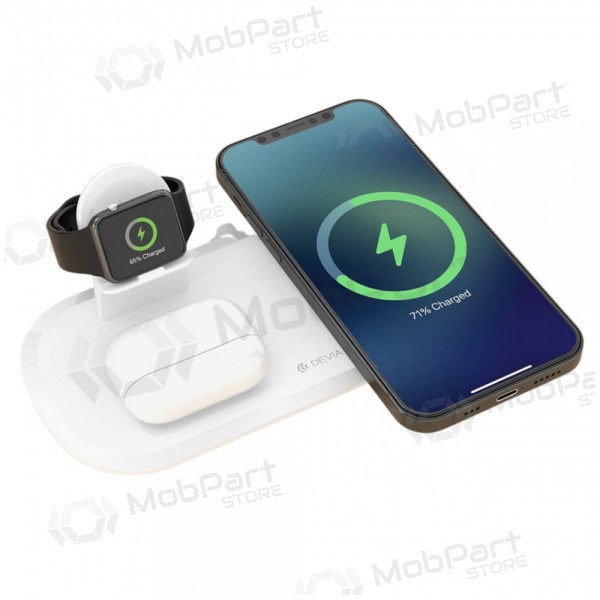 Ladegerät kabellos Devia 3in1 Smart Phone, Apple Watch, Airpods (Weiß)