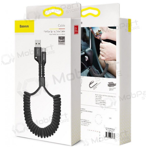 USB-Kabel Fish Eye Spring Type-C 2.0A 1m (Schwarz) CATSR-01