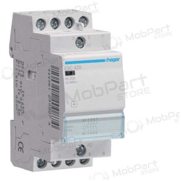 Kontaktorius Hager ESC425 (4P, 25A, 230V, 4NO)
