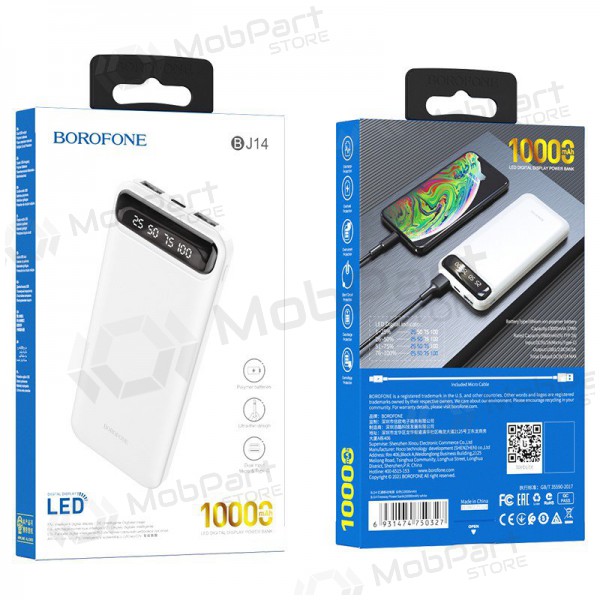 externe Batterie Power Bank Borofone BJ14 Type-C microUSB 2*USB (2A) 10000mAh Weiß externe Batterie Power Bank Borofone BJ14 Type-C microUSB 2*USB (2A) 10000mAh Weiß
