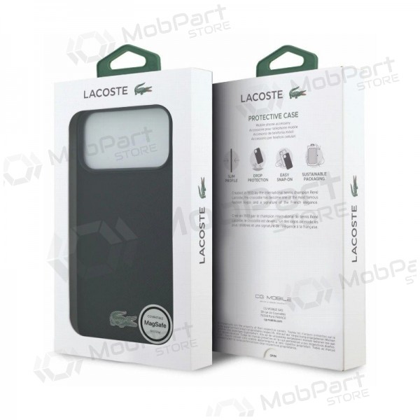 Apple iPhone 18 Pro Max Hülle - Lacoste PVC Petit Pique Semi Wrap Embossed MagSafe (Schwarz)
