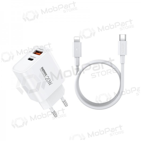Telefonladegerät Remax RP-U120 20 W USB-C + USB-A mit Lightning-Kabel 1 m weiß