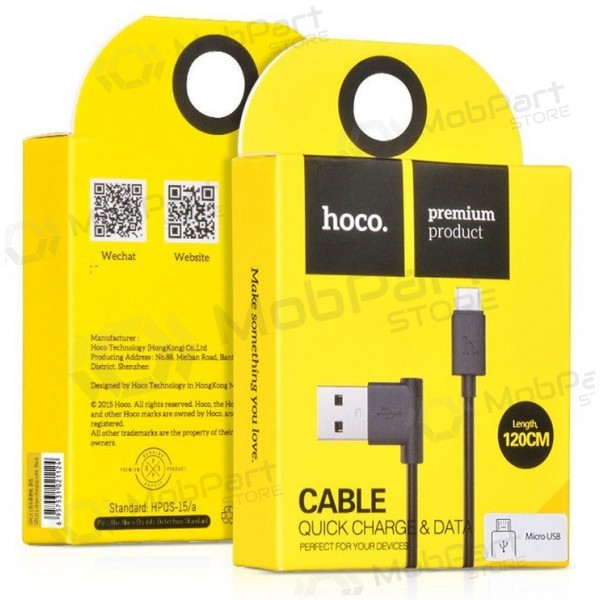 USB Kabel HOCO UPM10 L Shape microUSB 1.2m (Schwarz)