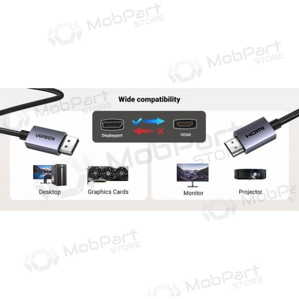HDMI-Kabel Ugreen DP125 DisplayPort zu HDMI 2 m 4K 30 Hz schwarz
