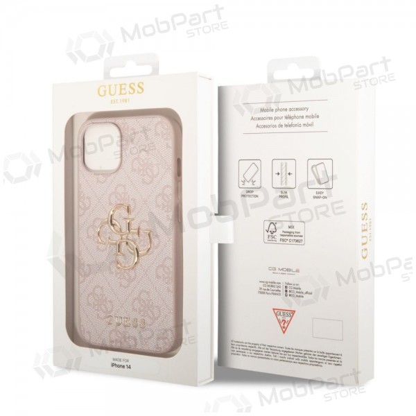 Apple iPhone 14 Hülle - Guess PU 4G Metal Logo (rosa)