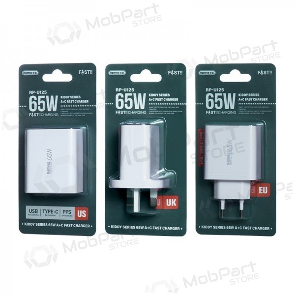 Ladegerät Remax RP-U125 65W GaN USB-C/USB-A Weiß
