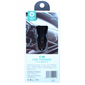 Ladegerät automobilinis Leslie C18 2 USB 2.4A (1A+2A) (Schwarz)