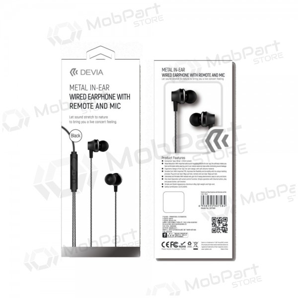 Freisprecheinrichtung Devia Metal In-Ear 3,5mm (Schwarz)