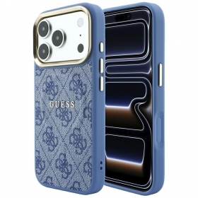 Apple iPhone 18 Pro Max hülle - Guess PU Leather 4G Gold Frame Embossed MagSafe (schwarz)