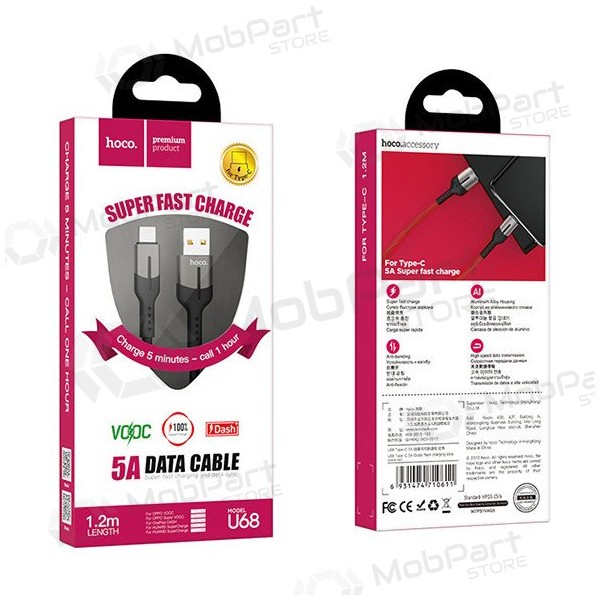 USB Kabel HOCO U68 microUSB 4A 1.2m (Schwarz)