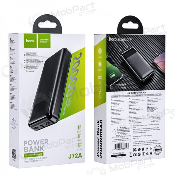 Externe Batterie Power Bank Hoco J72A 20000mAh Schwarz Externe Batterie Power Bank Hoco J72A 20000mAh Schwarz