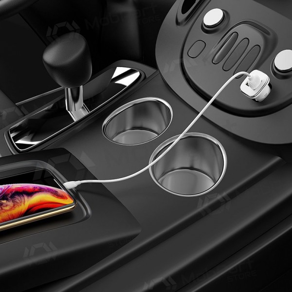 Ladegerät automobilinis Borofone BZ12 USB + Lightning (2.4A) (Weiß)