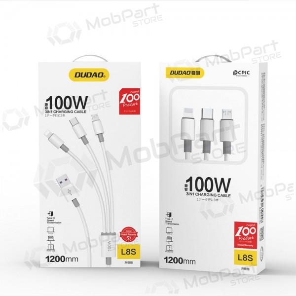 USB-Kabel Dudao L8s-3in1 USB-A zu USB-C / Micro USB / Lightning 1.2 m 100 W