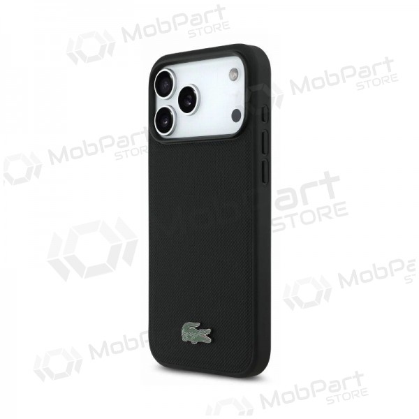 Apple iPhone 18 Pro Max Hülle - Lacoste PVC Petit Pique Semi Wrap Embossed MagSafe (Schwarz)