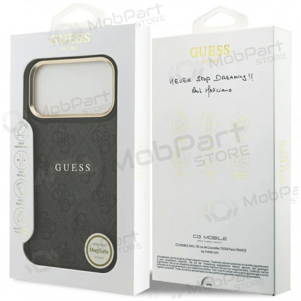 Apple iPhone 17 Pro hülle - Guess PU Leather 4G Gold Frame MagSafe (schwarz)
