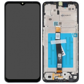 Ekranas Samsung A226 A22 5G su lietimui jautriu stikliuku und rėmeliu Black original