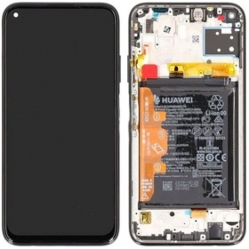 Huawei P40 Lite Display (Schwarz) (mit Rahmen und Batterie) (service pack) (original)