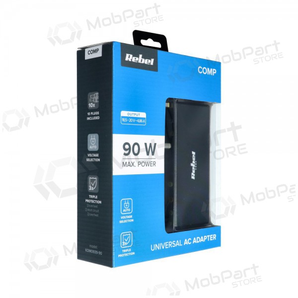 Ladegerät REBEL for Notebook / Laptop 90W / 18-20V (Schwarz)