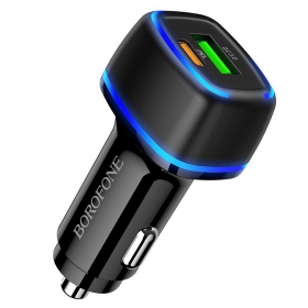 Ladegerät automobilinis Borofone BZ14A PD20W+QC3.0 x 2 USB (Schwarz)