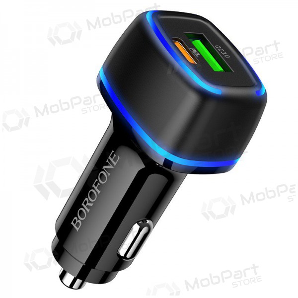 Ladegerät automobilinis Borofone BZ14A PD20W+QC3.0 x 2 USB (Schwarz)