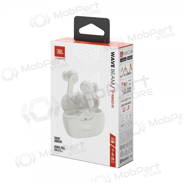 Kabellose Kopfhörer JBL Wave Beam TWS Bluetooth 5.2 weiß