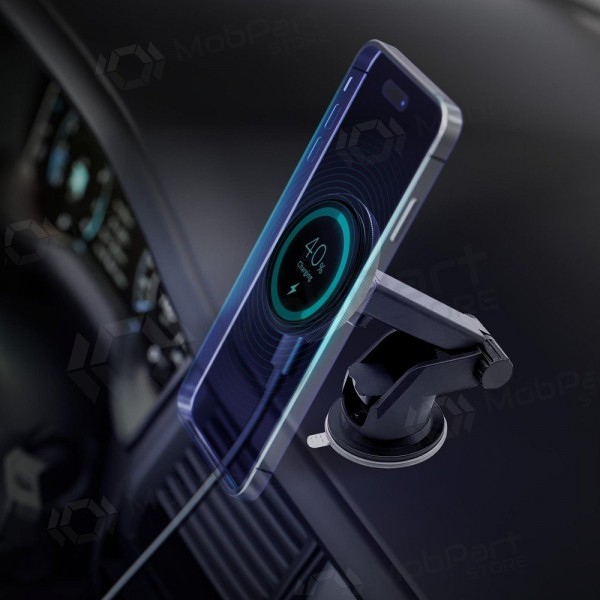Autohandyhalterung mit kabelloser Ladefunktion 3MK Car MagCharger 15 W am Armaturenbrett.