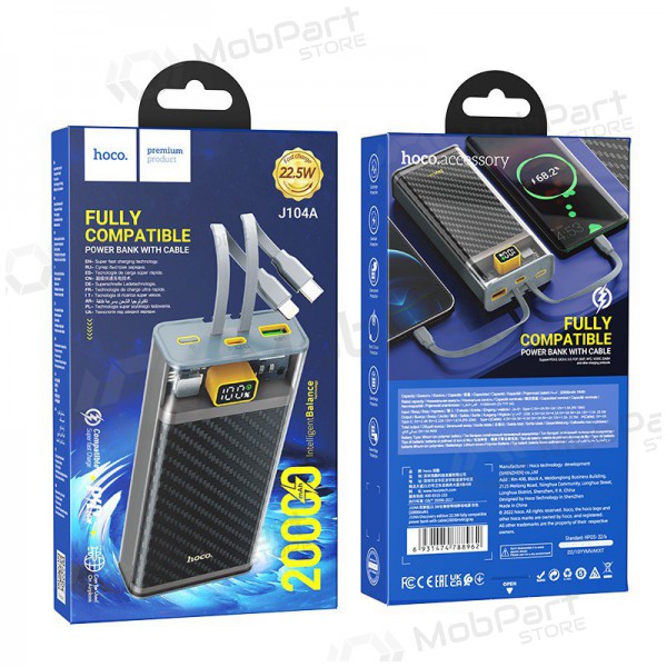 Externe Batterie Power Bank Hoco J104A Discovery Edition 22.5W 20000mAh Grau Externe Batterie Power Bank Hoco J104A Discovery Edition 22.5W 20000mAh Grau