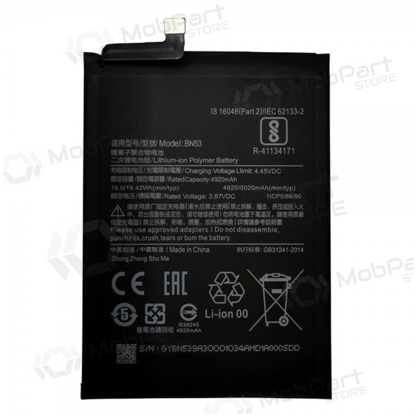 Xiaomi Redmi Note 9 Pro Max, Redmi Note 10 Pro Batterie, akumuliatorius (BN53) Xiaomi Redmi Note 9 Pro Max, Redmi Note 10 Pro Batterie, akumuliatorius (BN53)