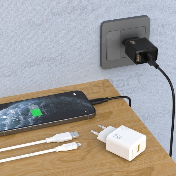 Telefonladegerät Dudao A23L 12 W USB-A mit USB-A zu Lightning Kabel 1 m schwarz