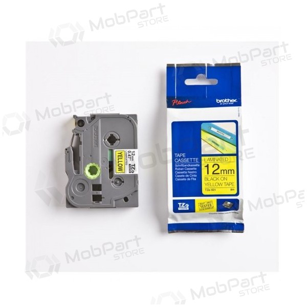 Brother TZe-631 (TZE631) laminiertes Etikettenband Schwarz auf Gelb 12mm, 8m