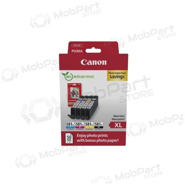 Canon CLI-581XL (2052C004) Foto-Wertpackung Tintenpatronen-Set, C/M/Y/BK