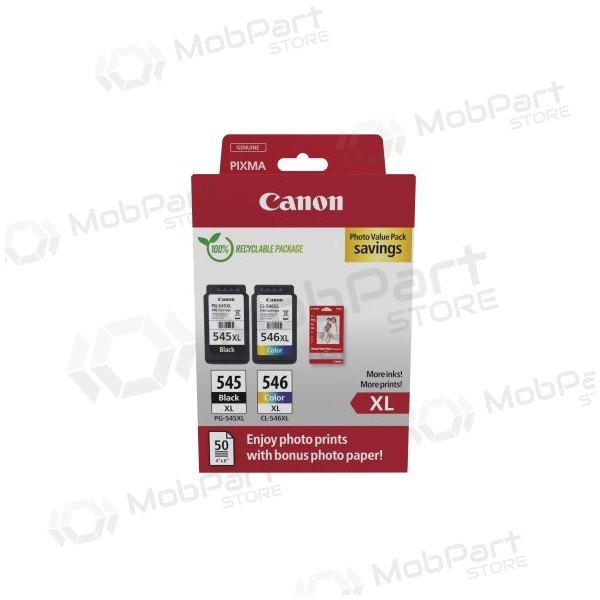 Canon PG-545XL/CL-546XL (8286B011) Foto-Wertpackung Tintenpatronen-Set, BK/CMY