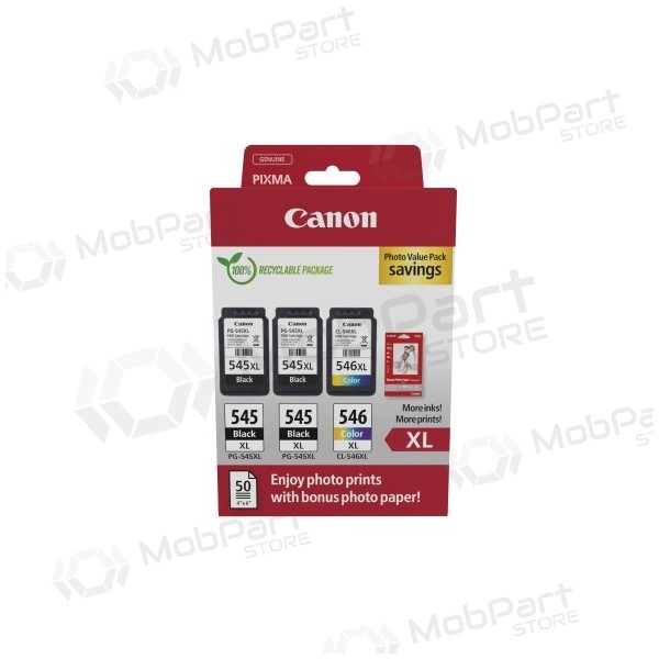Canon PG-545XL/CL-546XL (8286B015) Foto-Vorteilspack Tintenpatronen-Set, BK/CMY