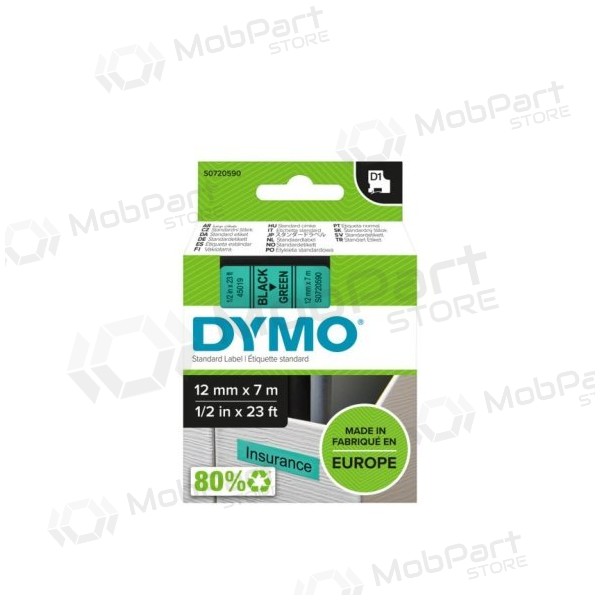 Dymo 45019 (S0720590) Band 12mm x 7m, Schwarz auf Grün